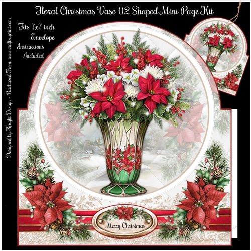 Floral Christmas Vase 02 Shaped Mini Page Kit 