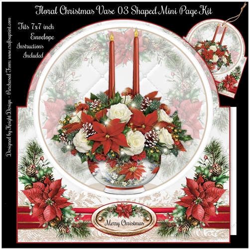 Floral Christmas Vase 03 Shaped Mini Page Kit 