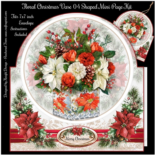 Floral Christmas Vase 04 Shaped Mini Page Kit 