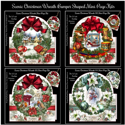 Scenic Christmas Wreath Bumper Shaped Mini Page Kits