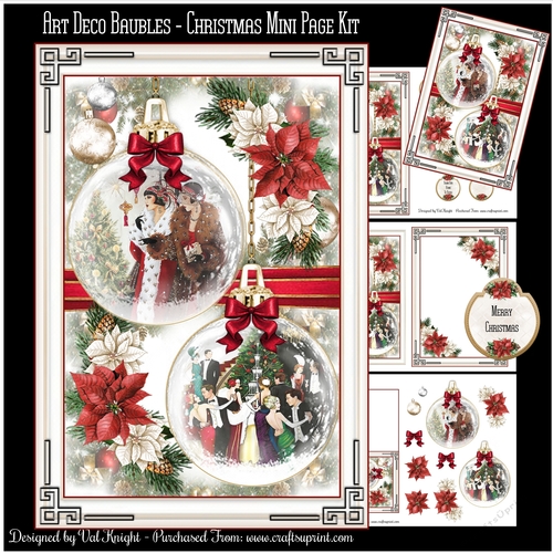 Art Deco Christmas Baubles Mini Page Kit 