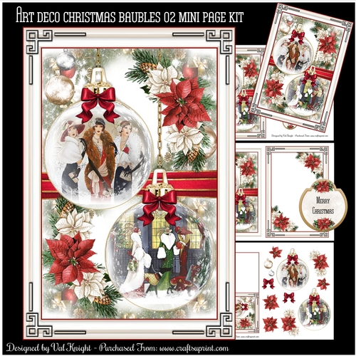 Art Deco Christmas Baubles 02 Mini Page Kit