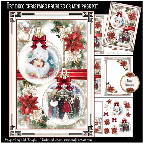 Art Deco Christmas Baubles 03 Mini Page Kit