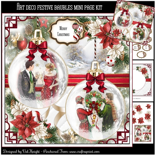 Art Deco Festive Baubles Mini Page Kit 