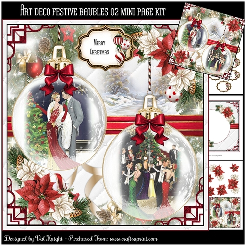 Art Deco Festive Baubles 02 Mini Page Kit