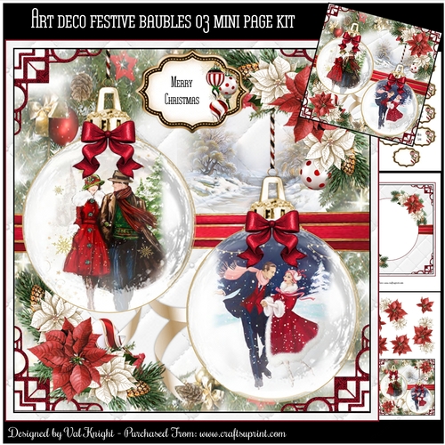 Art Deco Festive Baubles 03 Mini Page Kit 