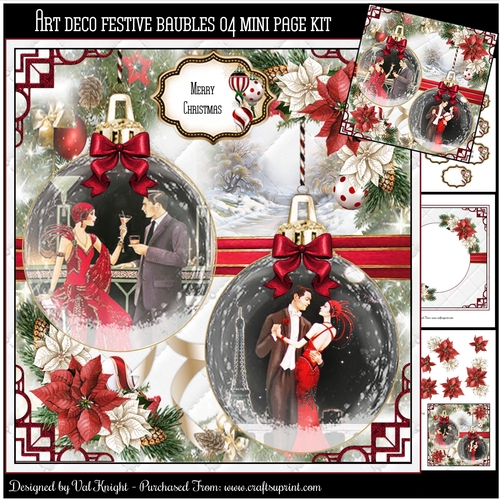 Art Deco Festive Baubles 04 Mini Page Kit 