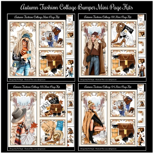 Autumn Fashion Collage Bumper Mini Page Kits 