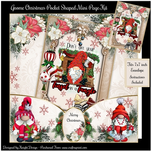 Gnome Christmas Pocket Shaped Mini Page Kit