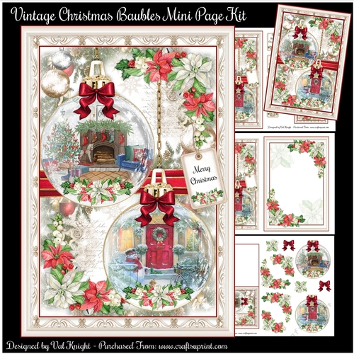 Vintage Christmas Baubles Mini Page Kit 