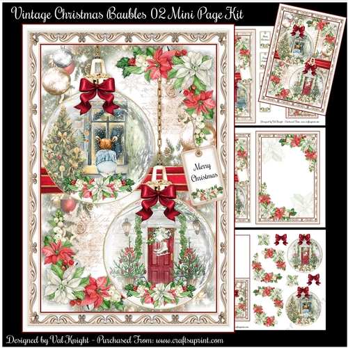 Vintage Christmas Baubles 02 Mini Page Kit