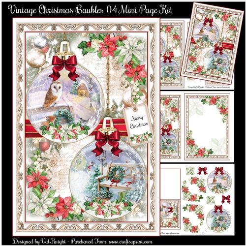 Vintage Christmas Baubles 04 Mini Page Kit 
