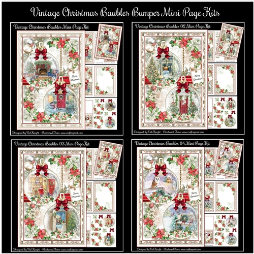 Vintage Christmas Baubles Bumper Mini Page Kits 