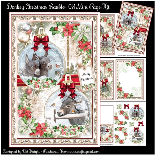 Donkey Christmas Baubles 03 Mini Page Kit