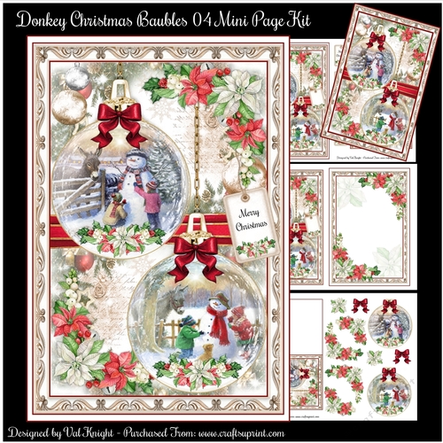 Donkey Christmas Baubles 04 Mini Page Kit