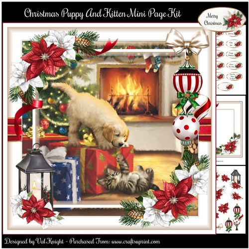 Christmas Puppy And Kitten Mini Page Kit
