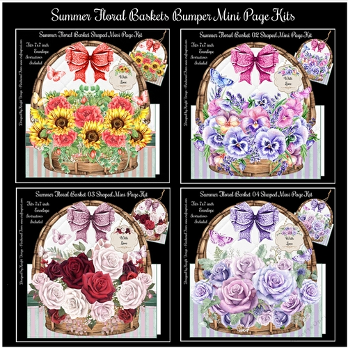 Summer Floral Baskets Bumper Mini Page Kits 