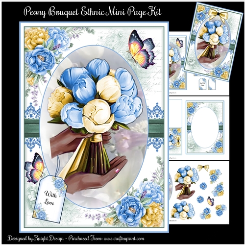 Peony Bouquet Ethnic Mini Page Kit 