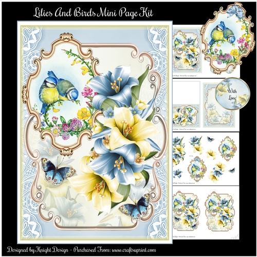 Lilies And Birds Mini Page Kit 