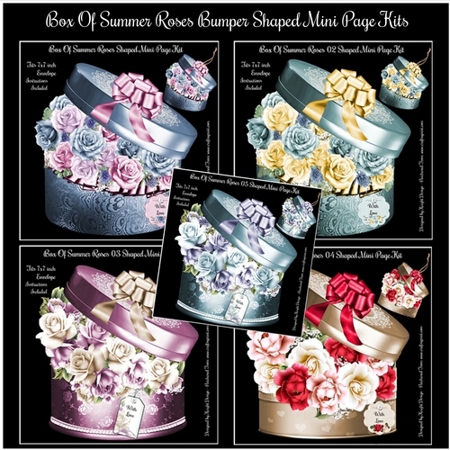 Box Of Summer Roses Bumper Shaped Mini Page Kits 