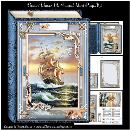 Ocean Waves 02 Shaped Mini Page Kit