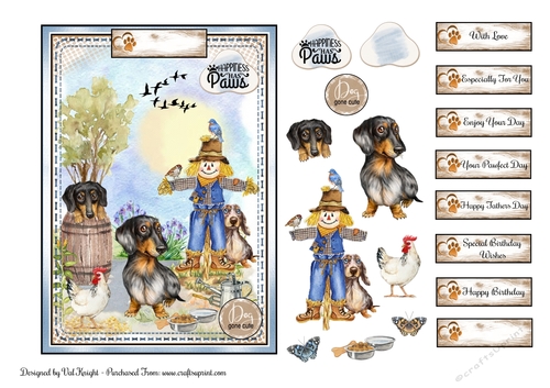 Daschsund Card Front With Decoupage