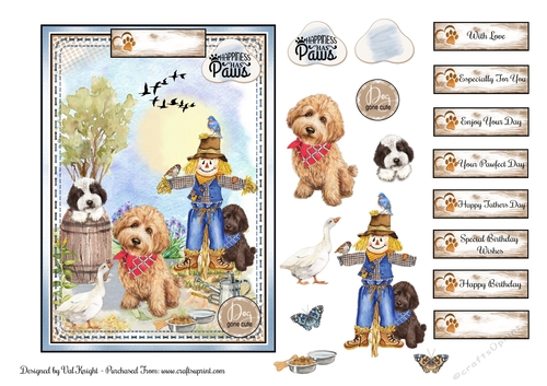 Labradoodle Card Front With Decoupage