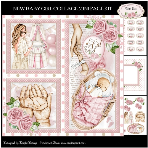 New Baby Girl Collage Mini Page Kit