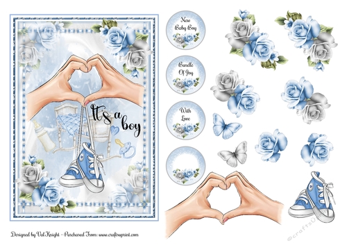 Its A Boy Card Front With Decoupage