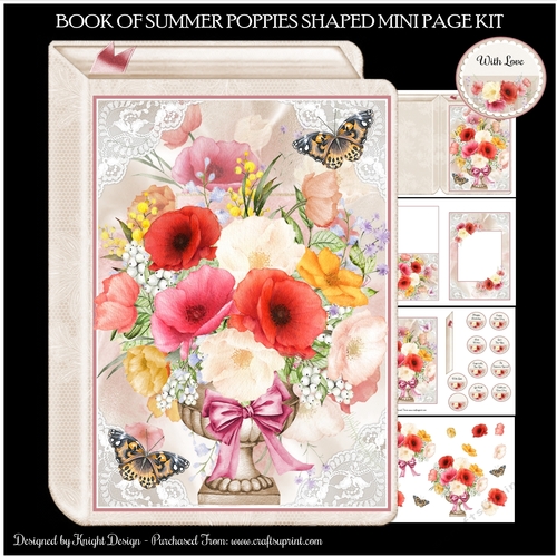 Book Of Summer Poppies Shaped Mini Page Kit