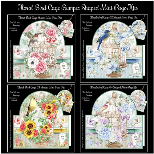 Floral Bird Cage Bumper Shaped Mini Page Kits