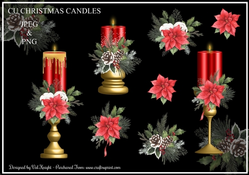 CU Christmas Candles & Poinsettia