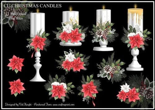 CU White Christmas Candles & Poinsettia
