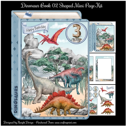 Dinosaur Book 02 Shaped Mini Page Kit