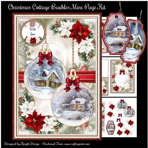 Christmas Cottage Baubles Mini Page Kit