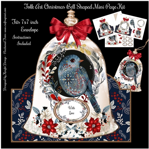 Folk Art Christmas Bell Shaped Mini Page Kit