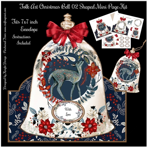Folk Art Christmas Bell 02 Shaped Mini Page Kit