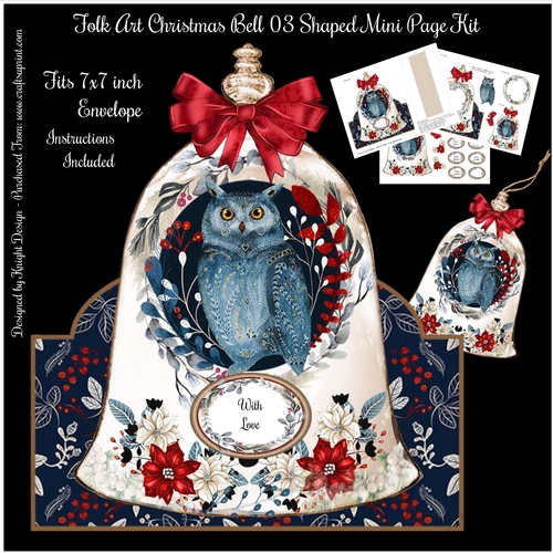 Folk Art Christmas Bell 03 Shaped Mini Page Kit