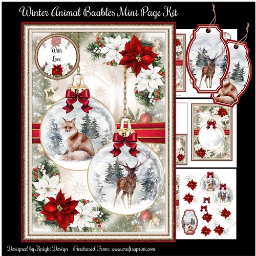 Winter Animal Baubles Mini Page Kit