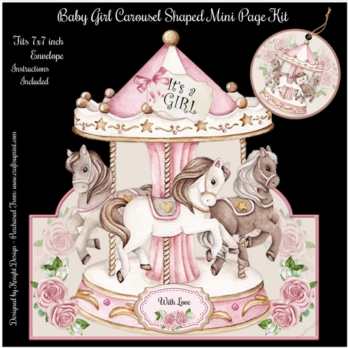 New Baby Girl Carousel Shaped Mini Page Kit 
