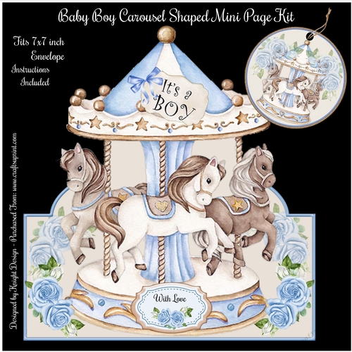 New Baby Boy Carousel Shaped Mini Page Kit 