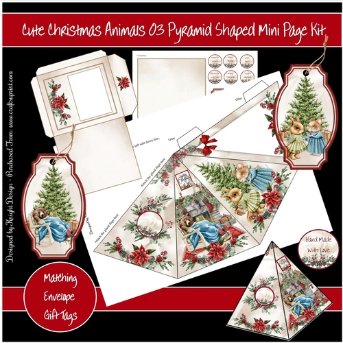 Cute Christmas Animals 03 Pyramid Shaped Mini Page Kit