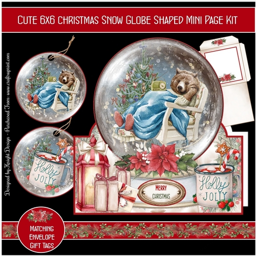 Cute 6x6 Christmas Snow Globe Shaped Mini Page Kit