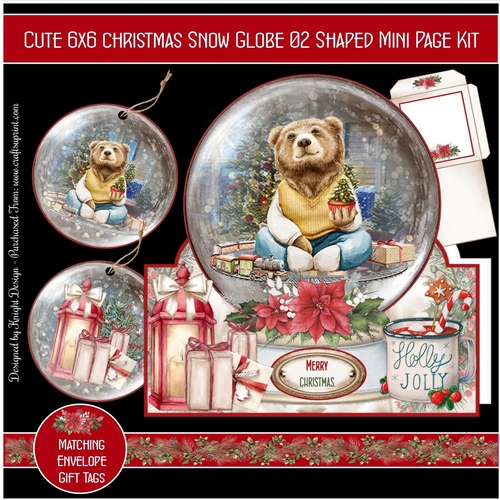 Cute 6x6 Christmas Snow Globe 02 Shaped Mini Page Kit