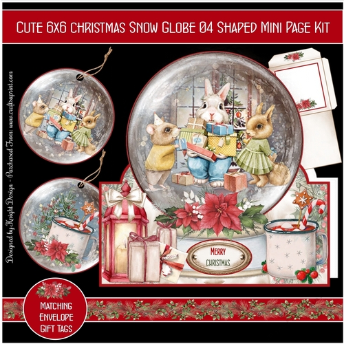 Cute 6x6 Christmas Snow Globe 04 Shaped Mini Page Kit