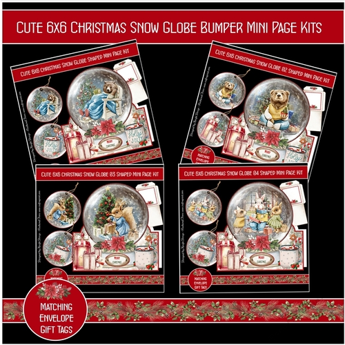 Cute 6x6 Christmas Snow Globe Bumper Mini Page Kits