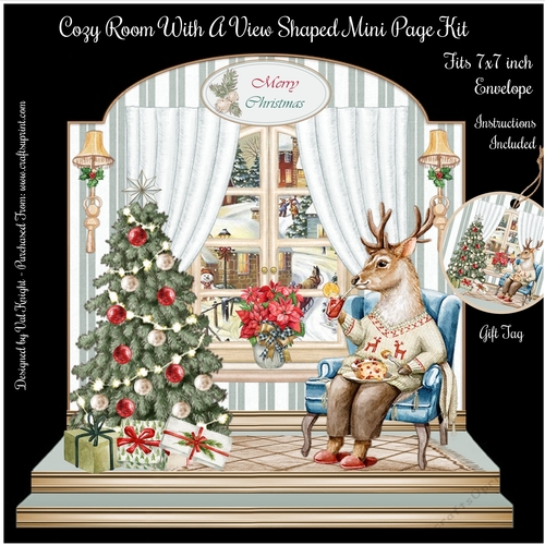 Cozy Christmas Room With A View Shaped Mini Page Kit 