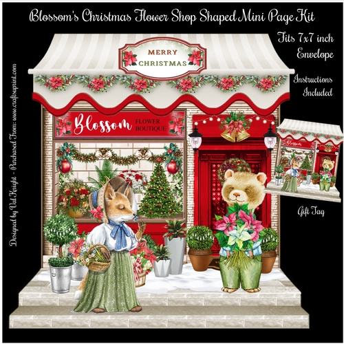 Blossoms Christmas Flower Shop Shaped Mini Page Kit 