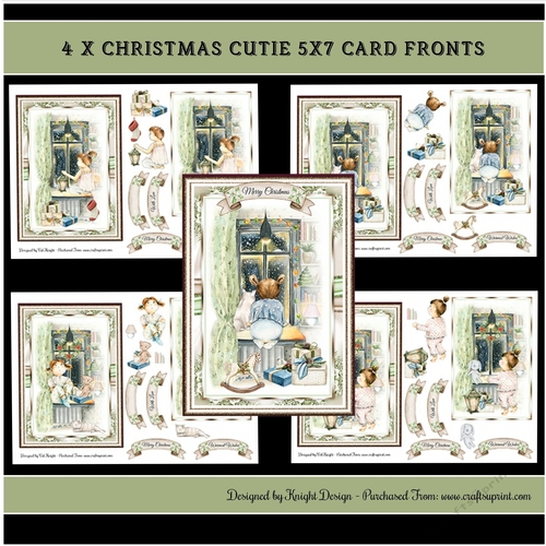 4 x Christmas Cutie 5x7 Card Fronts
