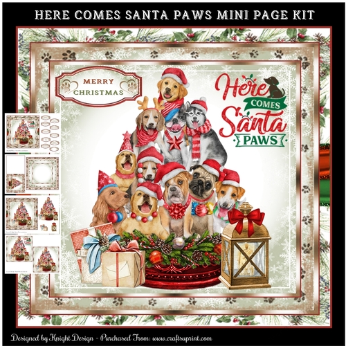 Here Comes Santa Paws Mini Page Kit